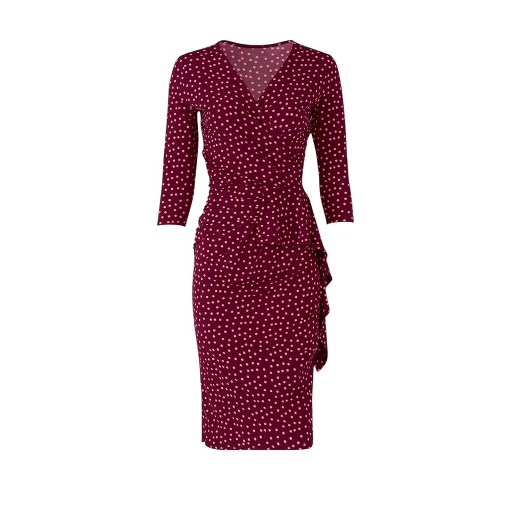 Leota Pink Dot Ruffle Sheath dress - Picture 3 of 11
